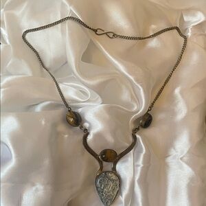Howlite Pendant Necklace accented with 3 Tigers Eye stones